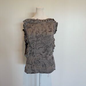 Beckerman Gray Ruffle Sleeve Women's Top